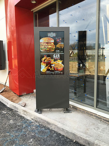 Digital menu boards at the drive thru