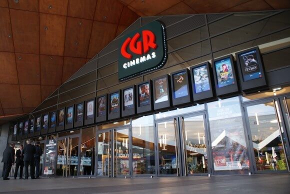 Armagard digital signage at the entrance to CGR cinemas in France