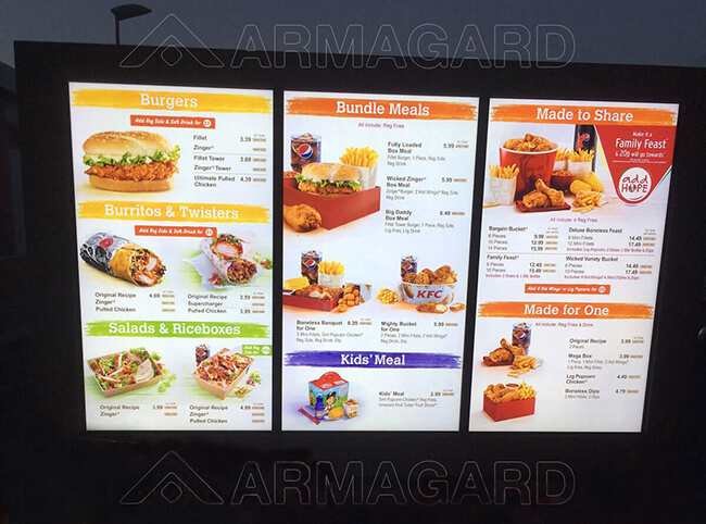 Digital signage drive thru menu boards