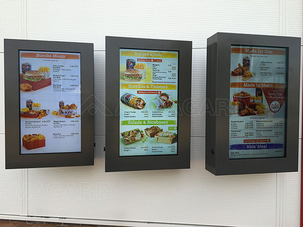 Digital drive thru menu boards at the drive thru