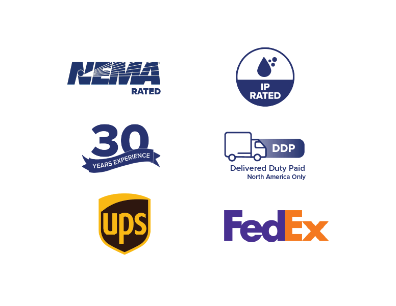 Icons representing Armagard assurances, certifications, and shipping