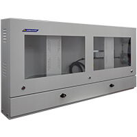 Dustproof dual monitor enclosure designed for demanding factory and industrial conditions
