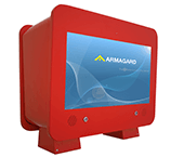 A dual-sided Gas Pump Digital Signage display from Armagard