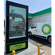 An Armagard gas station digital signage totem at a BP gas station