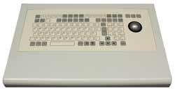 Powder coated keyboard with integrated track ball mouse [PKBE-TB product image]