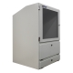 Left facing industrial computer enclosure workstation with dual lockable compartments