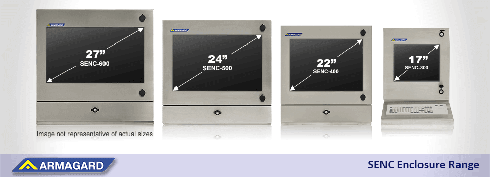Armagard's range of sizes including the SENC-300 compact waterproof enclosure
