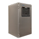 Stainless steel printer enclosure with label window closed