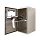 Open corner view of the NEMA 4X stainless steel printer enclosure with printer