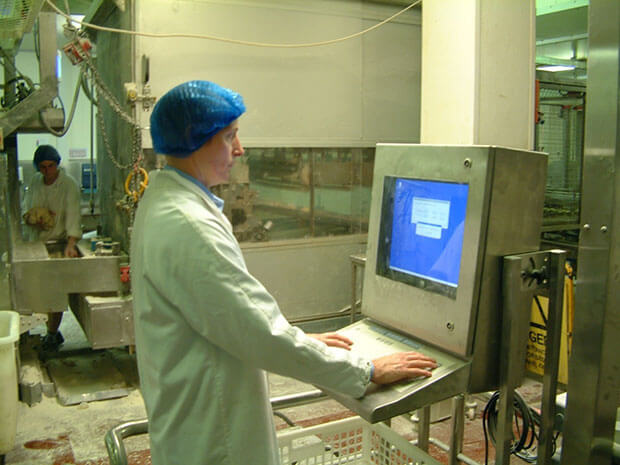 stainless steel computer enclosure in food processing facility