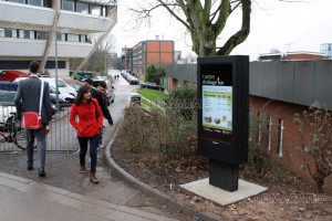 Digital Signage in Education - a totem enclosure on a UK university campus