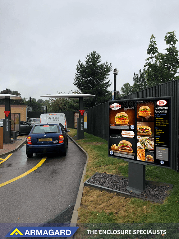 Multi-screen digital signage displays as drive-thru menu boards