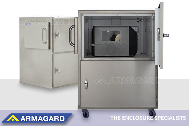 A heated printer enclosure allows you to operate a SATO industrial printer in temperatures as low as -22°F SATO industrial printer inside a stainless steel heated printer enclosure