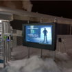 An outdoor TV enclosure installed in a ski resort