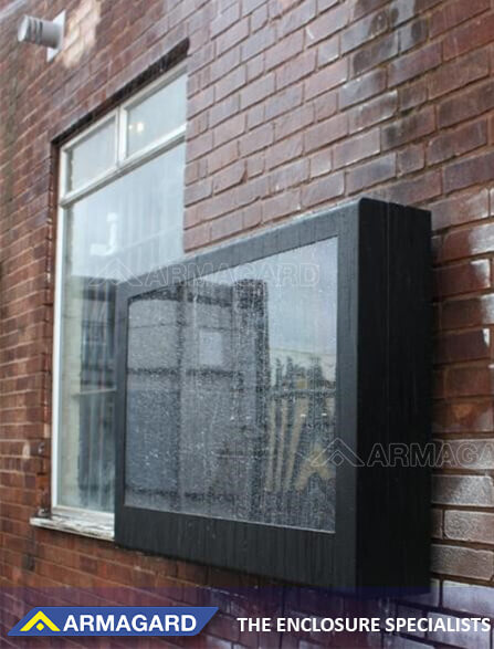 Waterproof outdoor TV cabinet on a wall